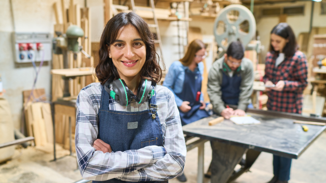 Female carpentry apprentice