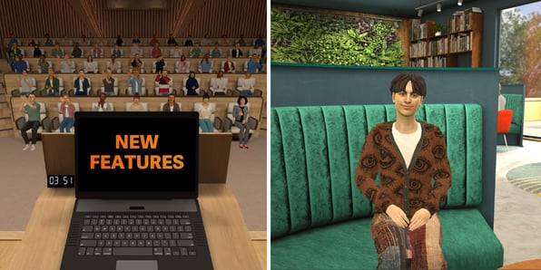  Learner delivering a presentation in a virtual auditorium in Bodyswaps 3.6