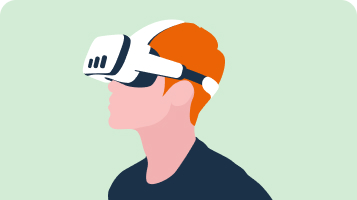 Illustration of a boy with red hair wearing a VR headset.