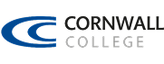 Cornwall college logo with navy "C" icon, black "Cornwall" text and grey "college" text