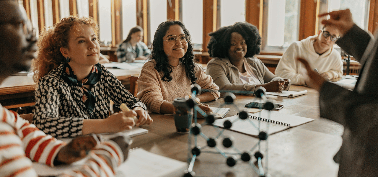 Diverse group of students in a classrom