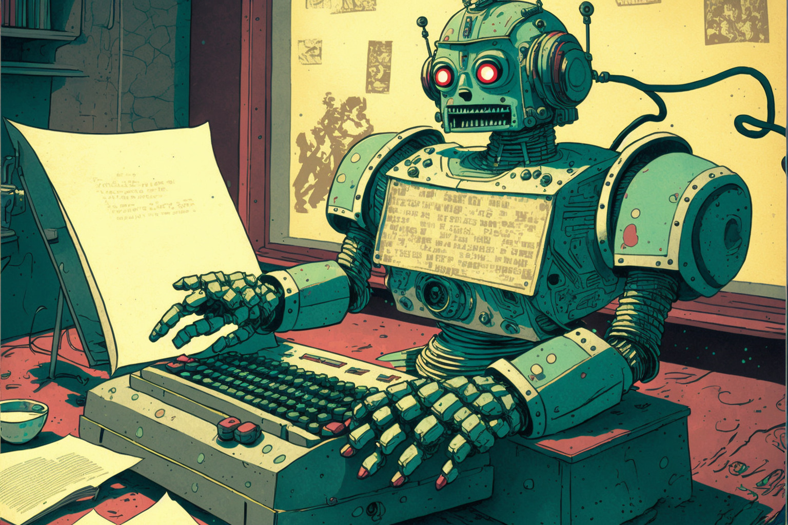 Robot using a typewriter