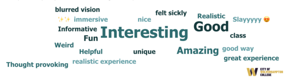 Wordmap of student feedback from theCity of Wolverhampton College