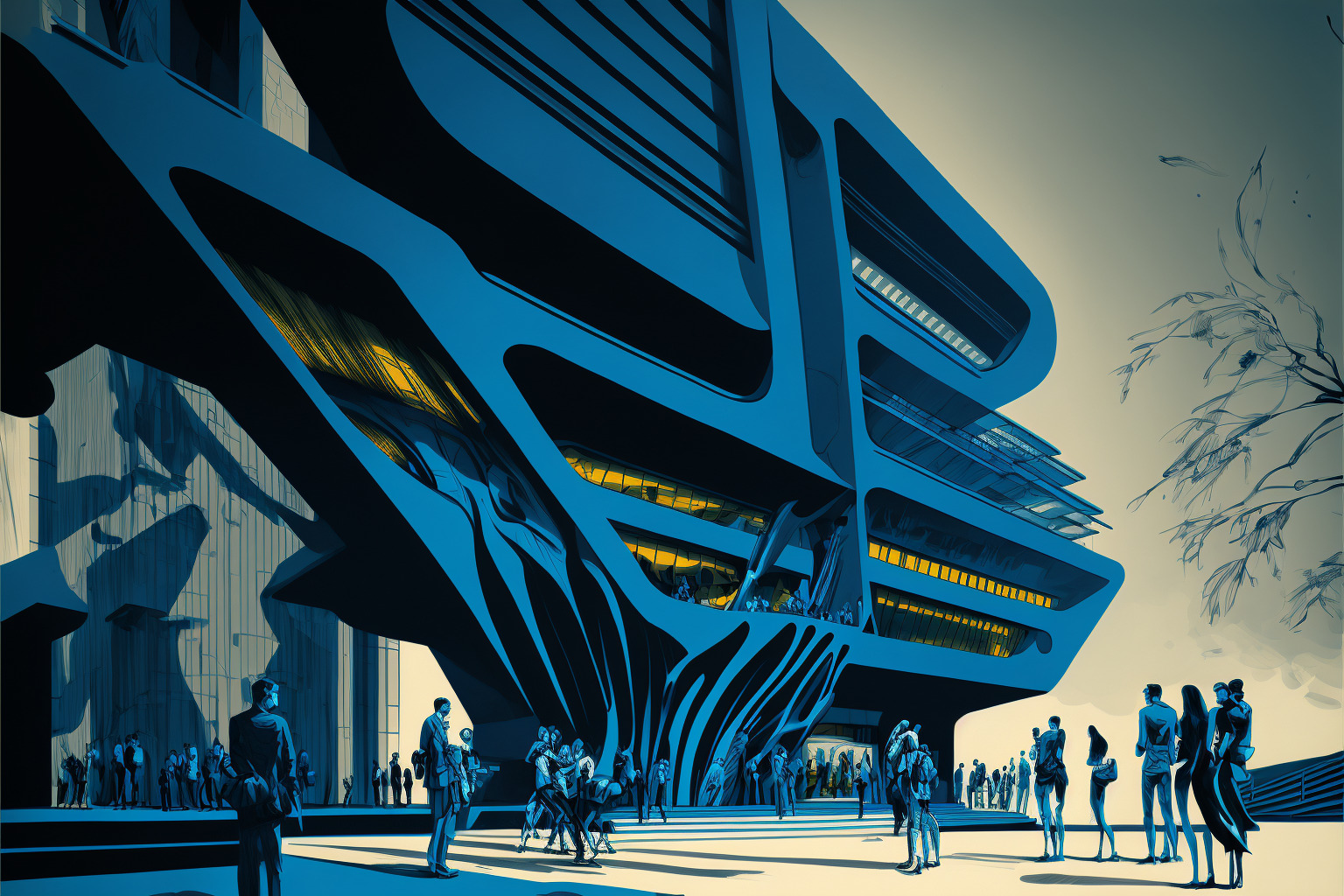 AI generated image of a futuristic building