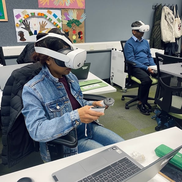 Redbridge Institute students using VR and Bodyswaps