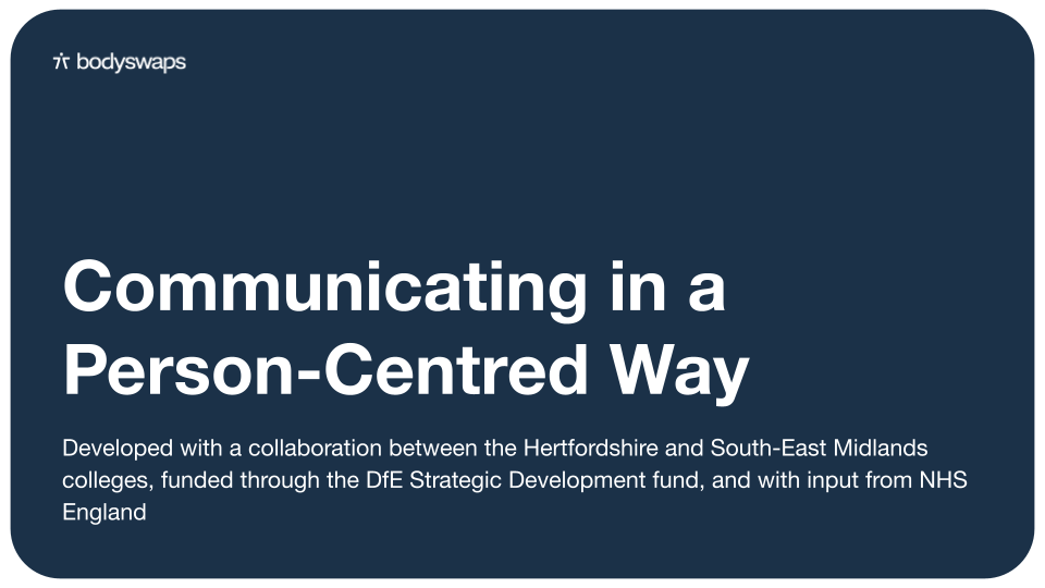 Title card for Communicating in a Person-Centred Way