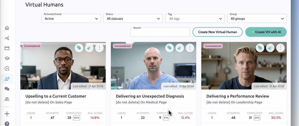 Virti platform screenshot