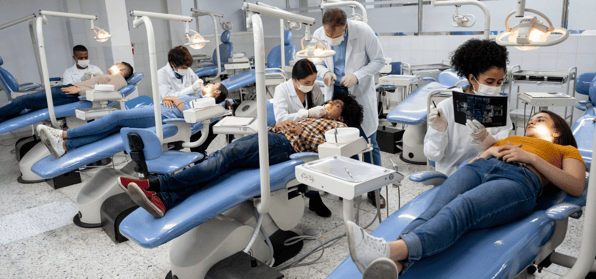 Dental student practising