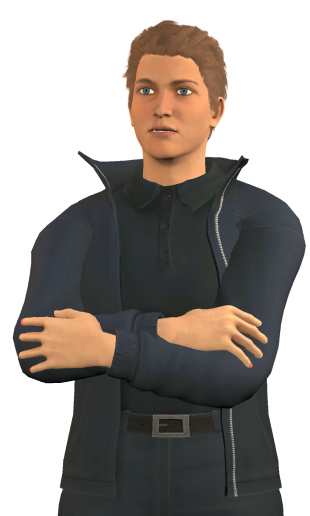 Male avatar with black shirt and black pants 