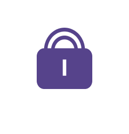 icon of a closed purple lock on a white shield