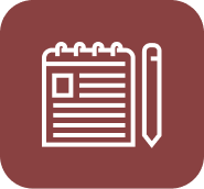 Maroon notepad icon.