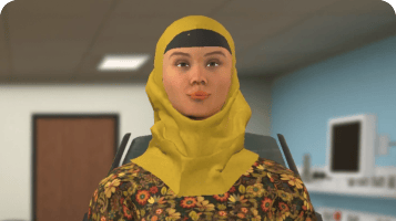 Avatar roleplay thumbnail of a woman with a headwrap in a doctors room