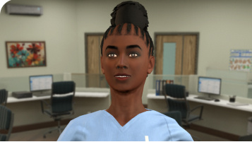 Nurse with her hair tied back