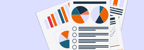 Illustrated graph with purple background