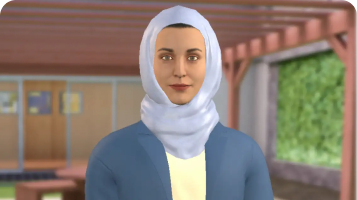 Avatar roleplay thumbnail of a woman with a headwrap in an outdoor space