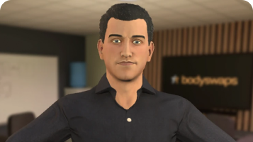 Avatar roleplay thumbnail of an man with black, short hair in an outdoor area