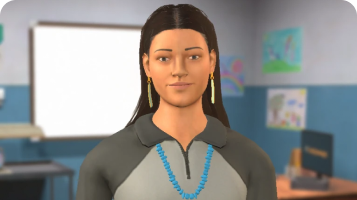 Avatar roleplay thumbnail of a woman with dark black hair in a doctors room